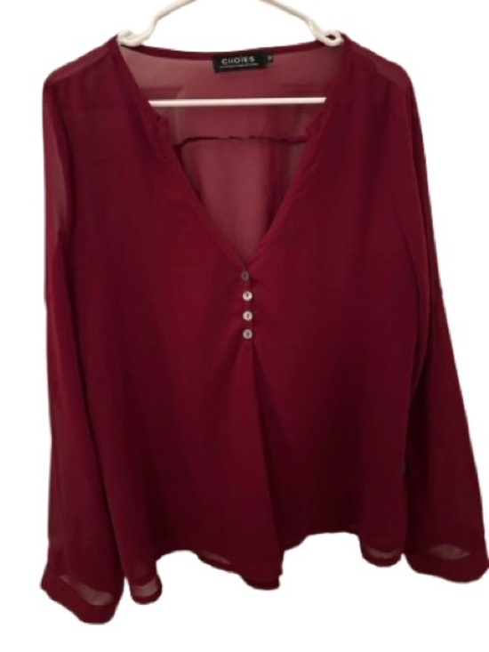 Choies Tops - Choies Burgundy V-Neck Sheer with Lining Top Front Blouse AND 14 Self Care Items